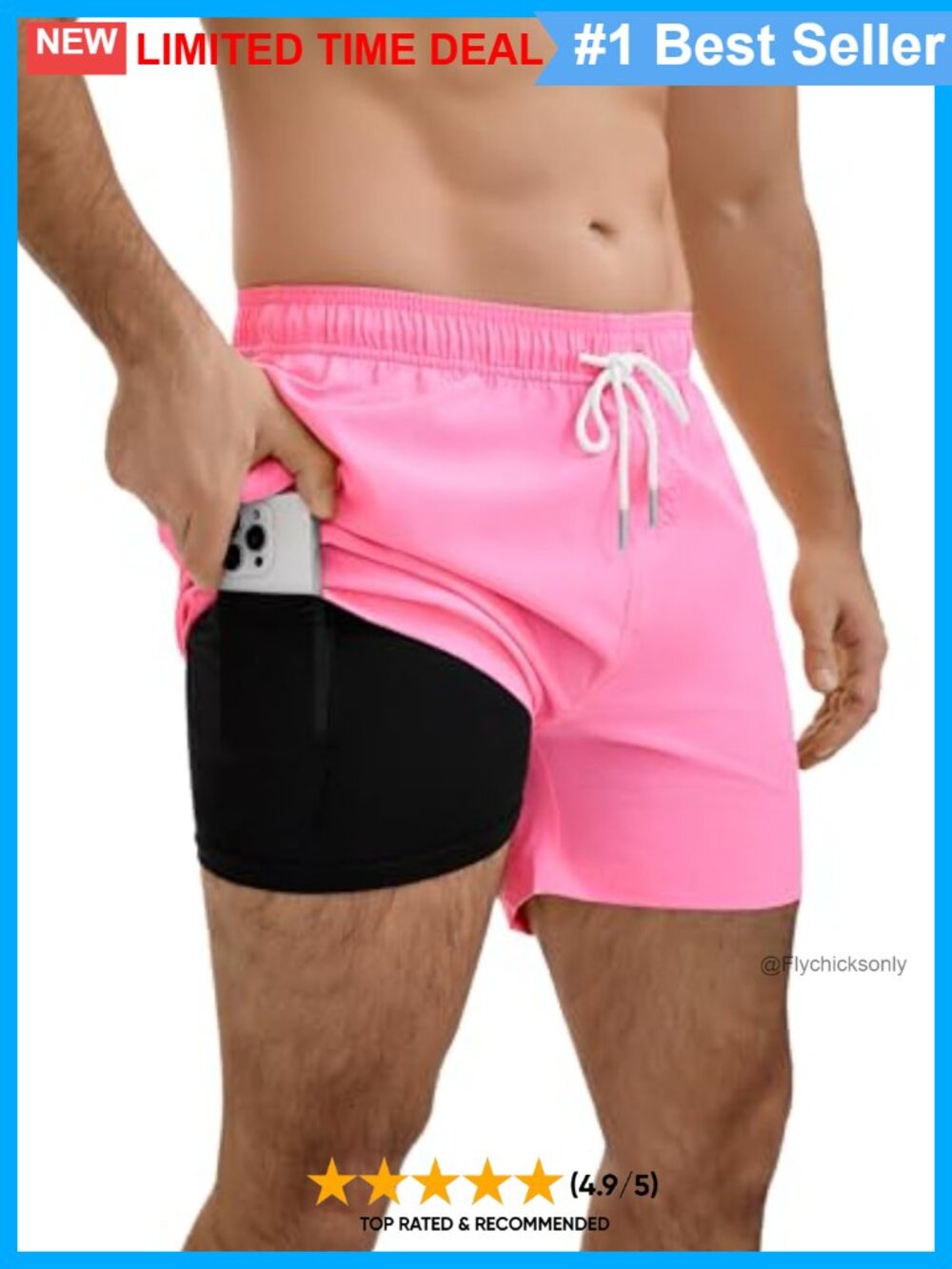 Men's Swim Trunks 5" Compression Liner Quick-Dry Bathing Suit Shorts